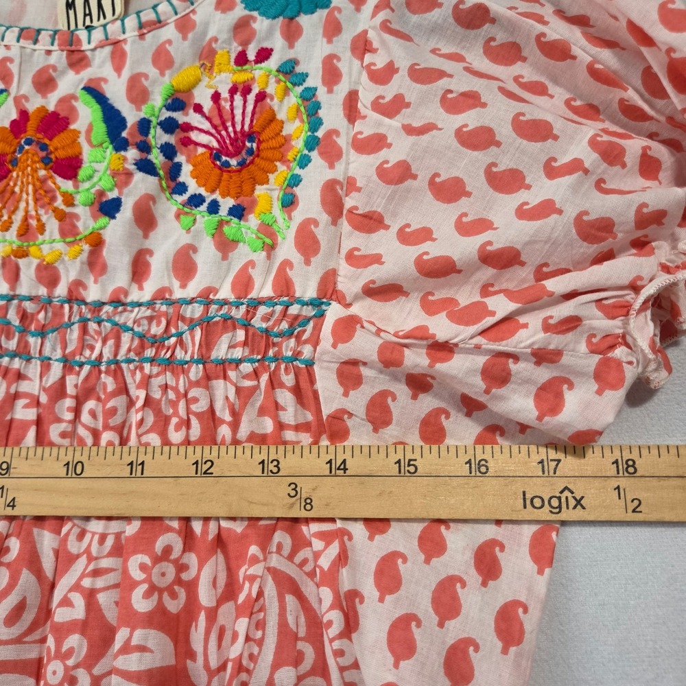 Sister Mary Top Womens XS Pink Embroidered Paisley Boho Babydoll Coastal Cottage - Picture 6 of 12
